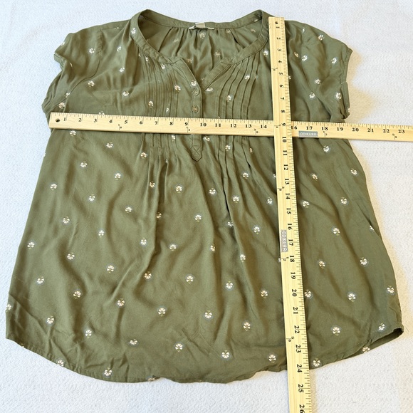 Sonoma earthy green Loose Ditzy Floral Cottagecore Cap short sleeve Sleeve top - Picture 5 of 7